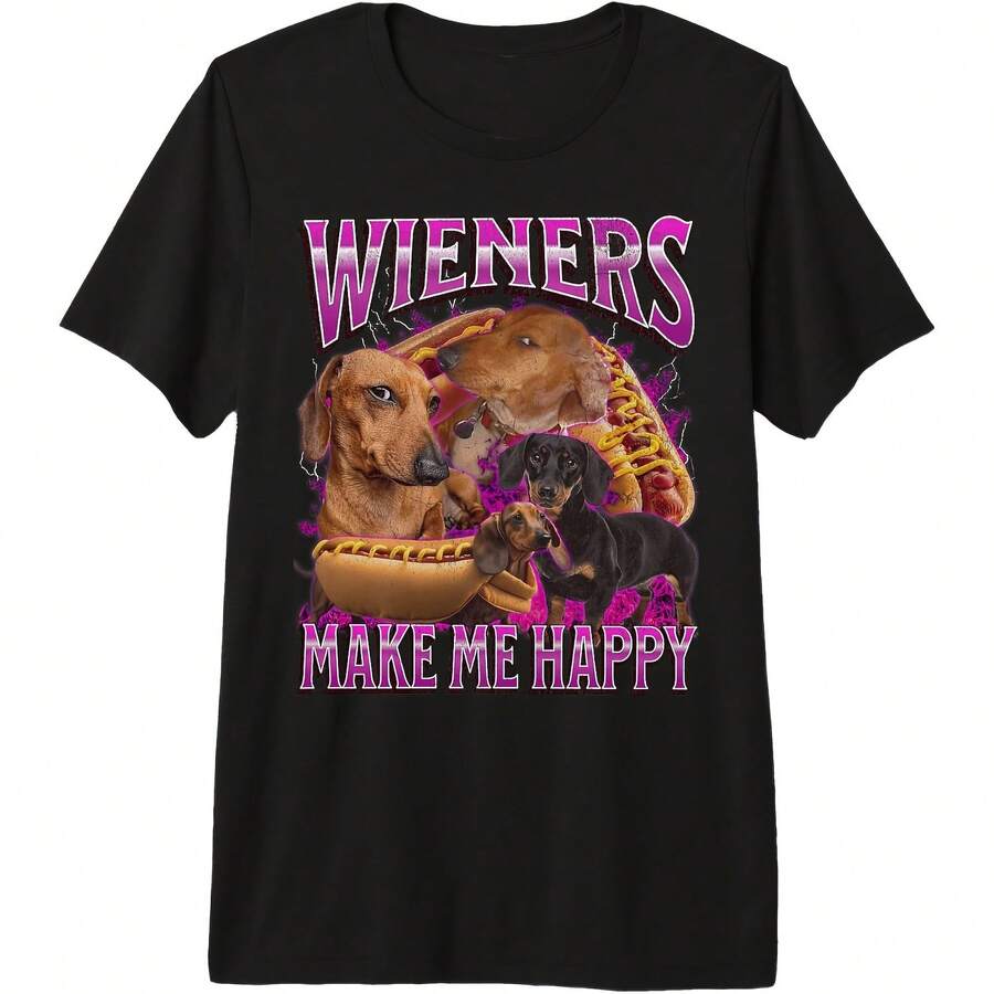 S Make Me Happy Funny Offens Dachshund Bootleg Pm Tri-Blend T-Shirt All Seasons,220g Pure Cotton Single-Sided Printed Crew Neck Short-Sleeved T-Shirt,Unisex Top,Base Layer - 顏色4 - 查看 1