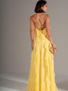 Elegant Chiffon Party Dress For Bridesmaids/Graduations, Formal And Evening Weddings - Màu vàng - Xem 2