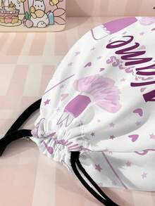 1pc Customized Name Cartoon Princess Dress Pattern Drawstring Backpack, Can Be Customized According To Your Unique Design, Perfect For Children, Print Your Own Name Or Print Your Sister's And Classmate's Name As A Gift To Give To Others - Multicolor - View 5