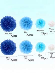 Bộ 8/16 quả cầu hoa giấy màu xanh và trắng, hoàn hảo cho đám cưới, sinh nhật, tiệc tùng và trang trí nhà cửa, Giáng sinh - Màu xanh lam - Xem 7