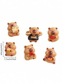 8pcs Cute Hamster Fridge Magnets, Cartoon Resin Refrigerator Magnets, Decorative Stickers, Personalized Fridge Magnets, Suitable For Kitchen, Office, Whiteboard, Storage Cabinet, Dishwasher, Kitchen Decor, Home Decor, Holiday Gift - Multicolor - View 4