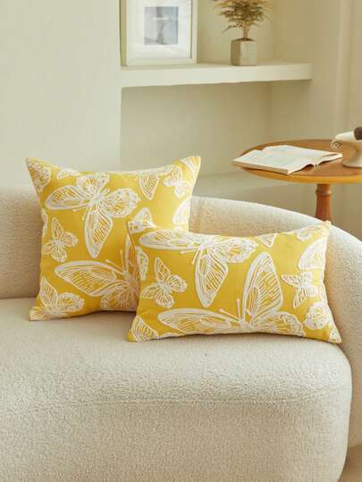 1 chiếc vỏ gối trang trí thêu hình bướm 3D, thích hợp trang trí phòng khách, phòng ngủ, tiệc tùng và nhiều không gian khác, mùa xuân/hè.