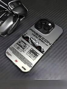 Stylish Racing Car Design Phone Case Compatible With IPhone 17 17 Air 16e 17 Air 16 15 14 13 12 11 Mini Pro Max Air X XR XSMAX 8 7 Plus, Matte Anti-Fall Protective Cover, Daily Use Anti-Collision Protective Case, Fashion Phone Accessories, Anti-Scratch Protective Shell, Tech Enthusiast Accessories - الأسود - مشاهدة 6