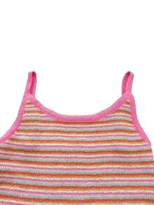 2pcs/Set Striped Dopamine Print Vacation Outfit, Camisole And Shorts, New Spring/Summer - Multicolor - View 8