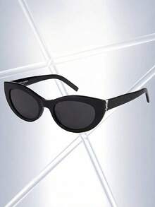 Yves Saint Laurent 1 Pair YSL Cat Eye Fashion Glasses, Suitable For Travel, Autumn Outfits, Campus Style, Driving, Photography, Parties, And Makes A Great Gift - Black - View 4