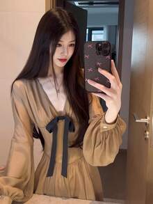 Women Maxi Dresses - Dark Brown - View 6