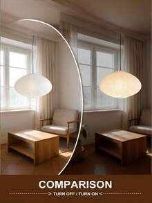 1 pieza Pantalla de lámpara colgante ovalada blanca de 40 cm, pantalla de lámpara de papel, pantalla de lámpara de techo, lámpara colgante plegable minimalista blanca y beige, adecuada para sala de estar, comedor, boda, fiesta y decoración del hogar, farolillo de papel colgante, decoración de eventos y fiestas - Varios - Ver 4