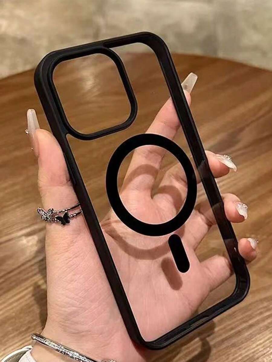 1 chiếc ốp lưng điện thoại màu hồng trơn bằng acrylic có nam châm, tương thích với iPhone 16 Pro Max, 11/12/13/14 Plus, XR/7/8 Plus/15 Pro Max/17/17 Ari/17 Pro Max, cũng phù hợp với các dòng máy khác. - màu đen - Xem 1