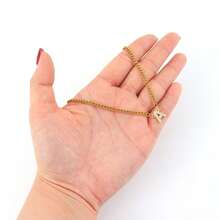 1pc Classic Simple Initial Pendant Golden Stainless Steel Chain Necklaces For Women - Yellow Gold - View 3