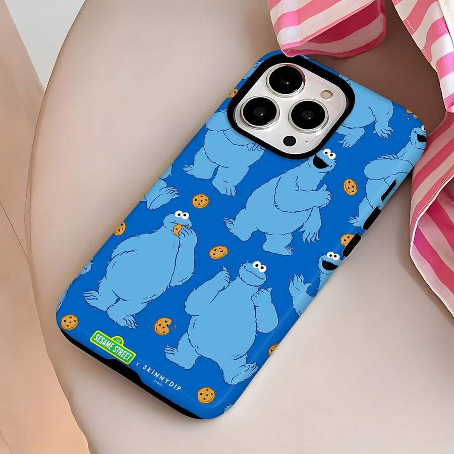 Estuche para teléfono con patrón divertido de Cookie Monster Compatible con estuches para teléfonos 17 16 Pro Max 15 Pro Max 13 y 12 Material dos en uno resistente al agua, a prueba de caídas y rayones Un gran regalo para familiares, amigos, amantes, novios/novias y el día de San Valentín - Blanco - Ver 1