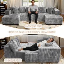 132-Inch U-Shaped Modern Sofa Bed,Boneless Couch For Living Room,Living Room Furniture Set,Recliner,Sofa Mit Schlaffunktion,Canape Convertible,Canapé Salon Modulable Compressé,Sofa Cama Para Dormir,No Assembly Required - 淺灰色 - 查看 8
