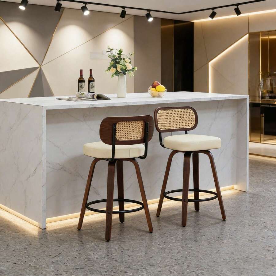 Barstools - Beige + PU Leather + Foam-1 - View 1