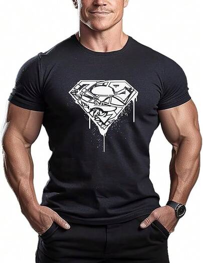 Men'S Casual Crew Neck T-Shirt With Paisley  Print, Slight Stretch Fabric, Regular Fit Short Sleeve Tee For Spring And Summer Vacation, Casual Wear Tee | Modern Print Tshirt | Textured Surface,  T Shirt