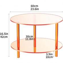 Mesa de centro de acrílico, pequeña mesa redonda moderna para sala de estar, 23.6' de profundidad x 23.6' de ancho x 16.5' de alto (naranja), YXCJ-DA - rosa - Ver 9