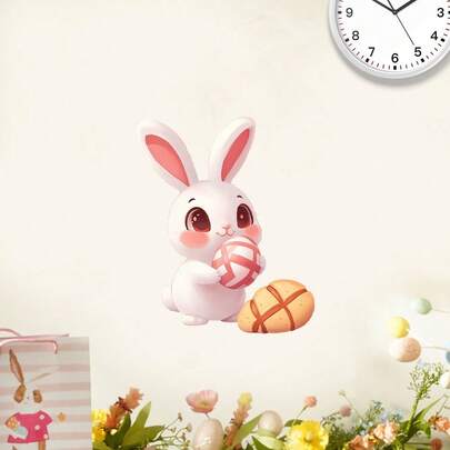 JOERBABU the little kangaroo Bobbie 1张卡通兔子、黑狗、卡通松鼠、卡通斑马贴纸，家居装饰佳品。复活节DIY装饰贴纸。可用于装饰冰箱、门、窗户、橱柜、墙壁以及其他您喜欢的物品。