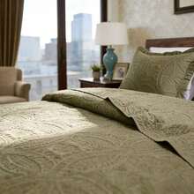 3 Pcs Bed Comforter Set,Queen Comforter Set,Edredones Para Cama Queen Size Quilt Bedding Set,White Lightweight Microfiber Quilt,Modern Geometric 3-Piece Set(1 Quilt+2 Pillow Shams) Queen/Full 90''X96'' Soft Skin-Friendly Breathable Fluffy Cozy Warm All-Season Holiday Bedding For Bedroom Living Room Home Dorm Apartment Decor - Army Green - View 3