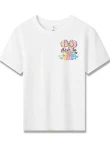 Disney Princesses And Castle Double-Sided Printed Pattern T-Shirts For Girls - Children's Clothing Design Short-Sleeved Casual And Cute Style Comfortable And Casual Wear All Year Round Suita - trắng - Xem 2