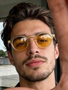 Fashionable Small Round Frame Unisex Glasses, Comfortable Curved Temples, Suitable For Outdoor Activities, Travel, And Shopping - Multicolor - View 2