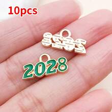 10个9x18毫米2028数字吊坠套装 – 现代简约锌合金数字吊坠，可用于DIY手链、项链和耳环 – 亮丽珐琅饰面，是完美的生日和毕业礼物 - 彩色 - 查看 18