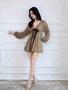 Women Maxi Dresses - Dark Brown - View 4
