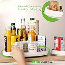 2-Tier Plastic Lazy Susan Turntable Organizer - Nonslip Base, 2-Level Spinning Cabinet Spinner For Kitchen Countertop Storage, White, Sturdy Nonslip Base, Turntable Organizer For Kitchen - White - View 4