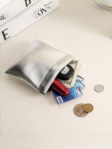 Customized Embossed Logo PU Bullet Bag, Makeup Bag With Automatic Open/Close, Lightweight Compact Silver Pouch, Portable Coin Purse, Cable Organizer, Minimalist Luxury Waterproof Cosmetic Bag - Multicolor - View 6