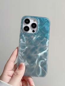 1pc New Asymmetrical Shell Tie Dye Water Wave Pattern Fashionable Phone Case Compatible With IPhone 11/12/12 Pro, 13/14/15, 13 Pro/14 Pro/15 Pro, 12 Pro Max/13 Pro Max/14 Pro Max/15 Pro Max, 16, 16 Pro, 16 Pro Max, 17, 17 Pro, 17 Pro Max, Shock-Proof, Unisex, Couples, Birthday, Exquisite Gift - Multicolor - View 2