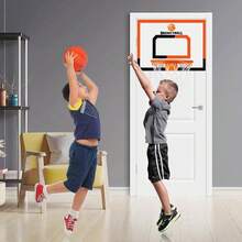 Tablero de Basquetbol para Niños, Mini Canasta de Baloncesto de Pared Interior, Aro Reforzado y 3 Mini Balón, Canasta Básquetbol para Puerta y Pared, Regalo Juguetes Deportivos - Negro Naranja - Ver 2