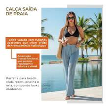 Women's Beach Cover-Up Pants With Cutouts, Summer Fashion, Ideal For Layering Over A Bikini, Swimsuit, Beach, Pool, Risorte - 淺藍色 - 查看 9