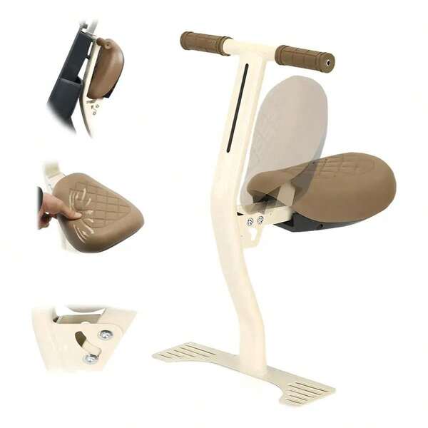 Asiento eléctrico en forma de U para bicicleta infantil con cinturón blanco