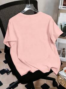 Bộ 2 món cho bé gái gồm áo thun ngắn tay in họa tiết da báo đính nơ và quần ống loe, thích hợp cho mùa xuân/hè. - Hồng - Xem 5