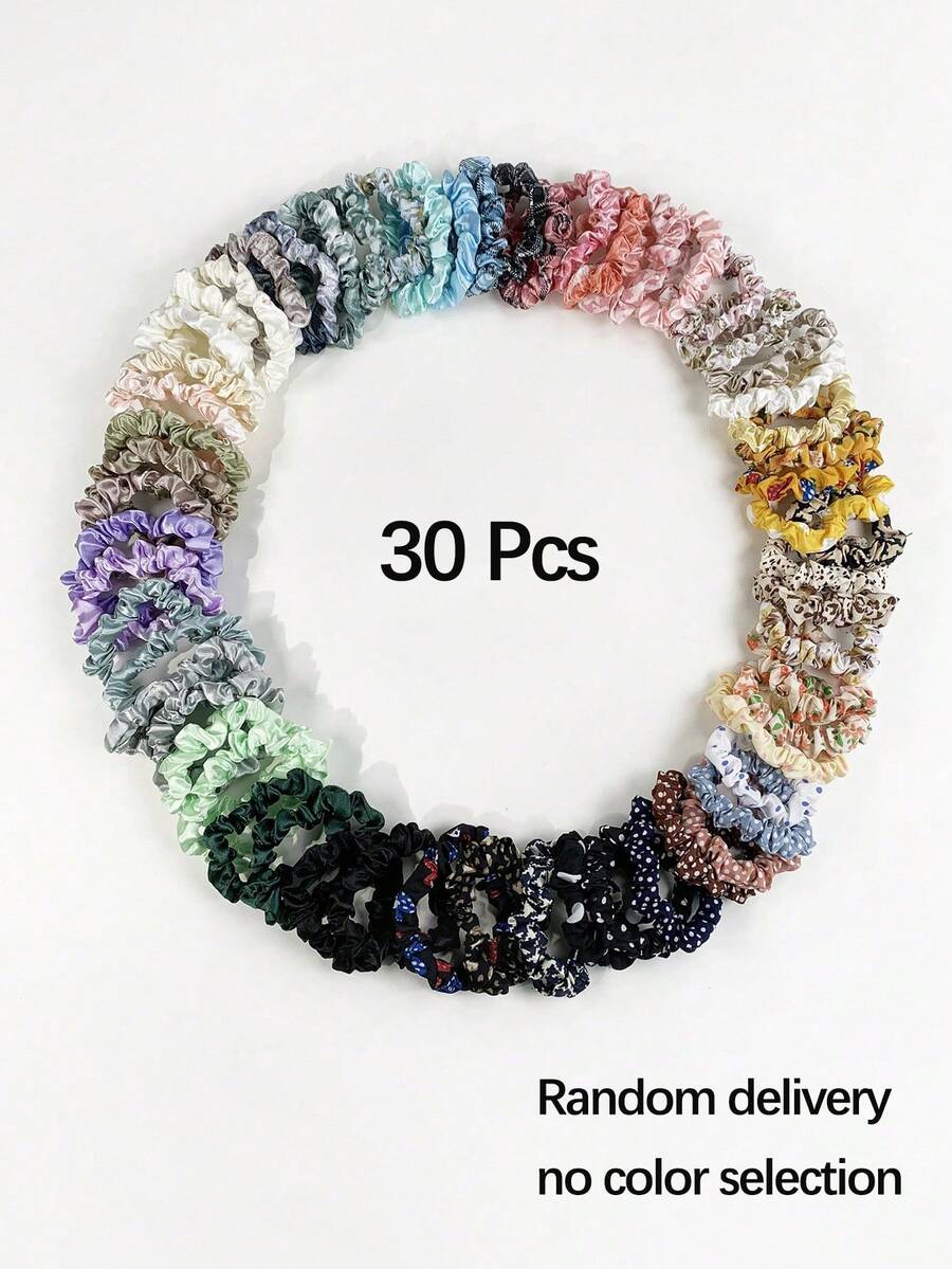 10/20/30pcs Multi-Color & Multi-Element Small Circle Combination High Elastic Hair Ties, All-Match Versatile Hair Accessories Essential Rubber Bands Ponytail Holder Hair Elastics Scrunchies Hair Rope - Multicolor - View 1
