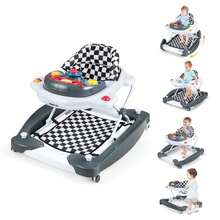 6 In 1 Baby Walker Adjustable Toddler Walker & Activity Center With Music Tray Black - 灰色 - 查看 9