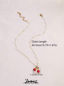 1pc Fashion Stainless Steel Cherry Charm Pearl Chain Necklace For Women Choker Necklaces Female Jewelry Best Friends Gifts - necklace - View 2