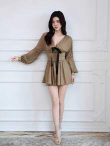Women Maxi Dresses - Dark Brown - View 5