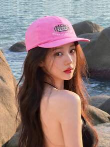 1pc Soft Crown Embroidered Letter Baseball Cap, Vintage Street Style Flat Brim Snapback Hat For Women, Comfortable Large Head Size, New Autumn/Winter - Multicolor - View 7