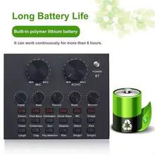 MPS-005 External Live Sound Card Mixing Console, Mini Mixing Card For Live Streamers And Youtubers - 黑色 - 查看 6