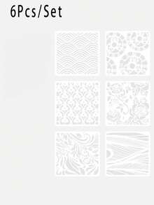 6Pcs/Set Student Drawing Template Exercise Brain And Hands On Skills Durable And Sturdy Gear Flower Pattern Hand Drawing Course Cute Simple White Durable - Multicolor - View 3
