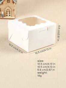 50pcs White/Kraft Paper Baking Boxes With Window, Paper Card Gift Boxes Suitable For Pastries, Pies, Cupcakes - Multicolor - View 7