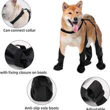 Anti-Slip Dog Shoes Pet Paw Dog Rain Booties Dirty-Proof Anti-Fall Dog Outdoor Suspender Sock Shoes Winter Waterproof Dog Boots - Black - View 6