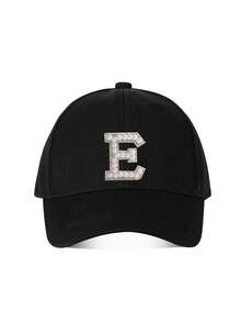 1PC Girls Shining Rhinestone Pearls 26 Letter Baseball Cap Gold Thread Craft R Letter Design Style Kpop Fashion Snapback Cap Girls Boys Sun Hats - Black - View 10