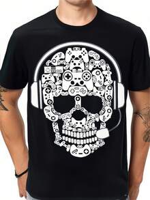 vintage skull Gamer funny Video Game men Boys Gaming T-Shirt, 100% Cotton, Halloween Thanksgiving Christmas Gift for Men Women Dad Mom Friends, S-XXXL, Black Tee For adult, Men, Women, Teen, Teenager, adolescent, Youth - Noir - Voir 1