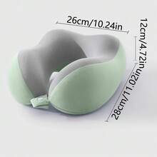 Ergonomic U-Shaped Neck Pillow With Storage Bag, Slow Rebound Head Support, Machine Washable, Lightweight And Portable, Suitable For Travel, Office, And Airplane Use, Stylish And Durable, Convenient Design, Soft And Comfortable For Sleeping, Mixed Colors, Compact And Lightweight, Easy To Store, Suitable For Home And Travel Use, Airplane Travel Pillow, Airplane Travel Pillow, Car Travel Pillow, Office Comfort, Sleep Aid, Stylish Design, High-Quality Foam, Breathable. - Mint Green - View 4