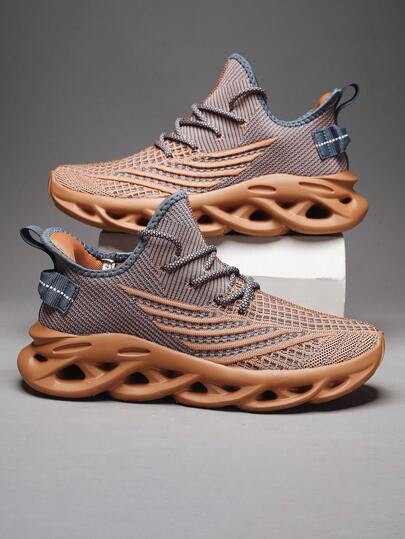 男士透气针织运动鞋，多种颜色可选，舒适时尚的男女通用轻便休闲运动鞋，是日常街头风格和新年庆祝活动的理想之选。