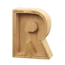English Alphabet Letter Piggy Bank,Large-Capacity Transparent Wooden Alphabet Piggy Bank,Personalized Coin Savings Box, Name DIY Creative Purchase Combination. - Letter R - View 1