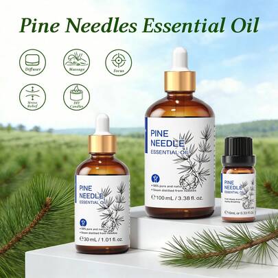 HIQILI 希奇利松针精油，清新木质香调，适用于身体放松、香薰、加湿、按摩、护肤、洗发水、沐浴露、DIY香水、喷雾 - 100毫升/30毫升/10毫升