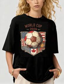 Maglietta vintage Coppa del Mondo 2026 unisex, grafica vintage da tifoso di calcio - nero - Visualizzare 6