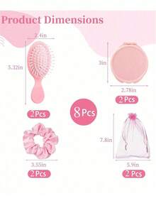 Bộ 4/8/12 món đồ dùng thiết yếu cho tiệc ngủ qua đêm dành cho nữ, quà tặng sinh nhật - Đồ dùng tiệc spa bằng polyester - Màu hồng, dụng cụ làm sạch da mặt không dùng điện kèm dây buộc tóc, lược, gương và túi đựng, thích hợp cho tiệc độc thân, tiệc ngủ qua đêm, bộ tẩy trang spa, túi đựng đồ, túi quà tặng dây buộc tóc, phụ kiện ngủ spa, tiệc độc thân - Hoàn hảo cho tiệc sinh nhật spa và tiệc ngủ qua đêm. - Nhiều màu - Xem 13