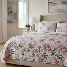 Double-Sided Ultrasonic Boutis Quilt Set (3 Pieces) With Pillowcase - Cancun - View 3