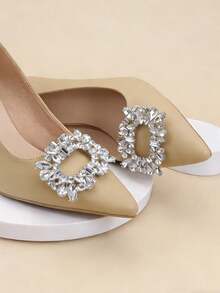 2个优雅人造水晶方形鞋扣，水晶合金镀锌合金装饰鞋夹，可拆卸DIY鞋饰，时尚鞋扣，金属材质，适合作为高档礼品、派对、约会、休闲鞋靴、时尚配饰、家居装饰、奢华优雅礼品、时尚配饰 - 彩色 - 查看 4